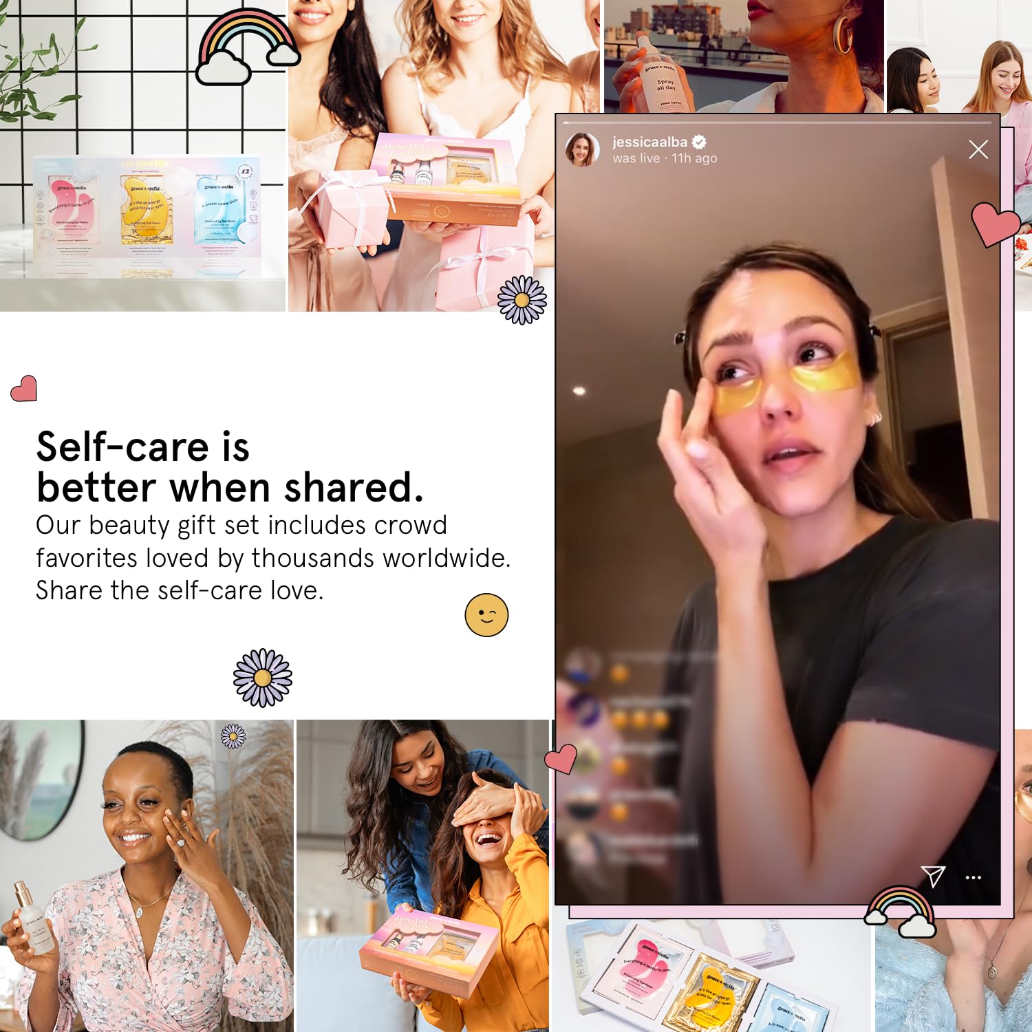 grace & stella Award-Winning Skin Care Set - Birthday Gifts for Women - Travel Essentials with Gold Eye Masks, Hyaluronic Acid Serum & Rose Spray - Bachelorette Party Favors, Teen Girl Gifts - Vegan - Image 8