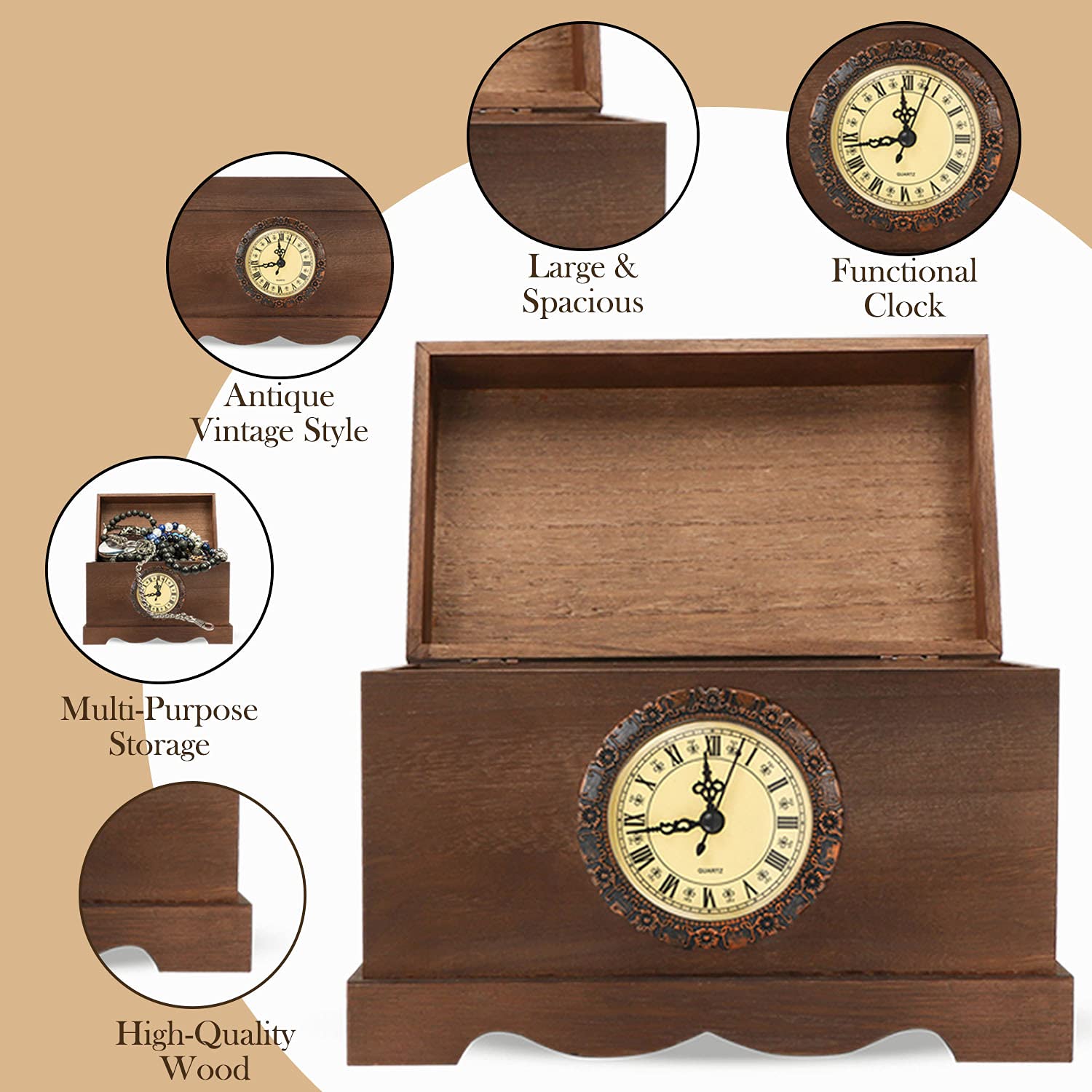 Mens Gift, Bath Set in a Vintage Style Wooden Clock Box, 13Pc Premium Coconut Spa Kit for Men & Women, Body Lotion, Handmade Soap, Bath Bomb, Coconut Shampoo & Conditioner, Massager & More - Image 4