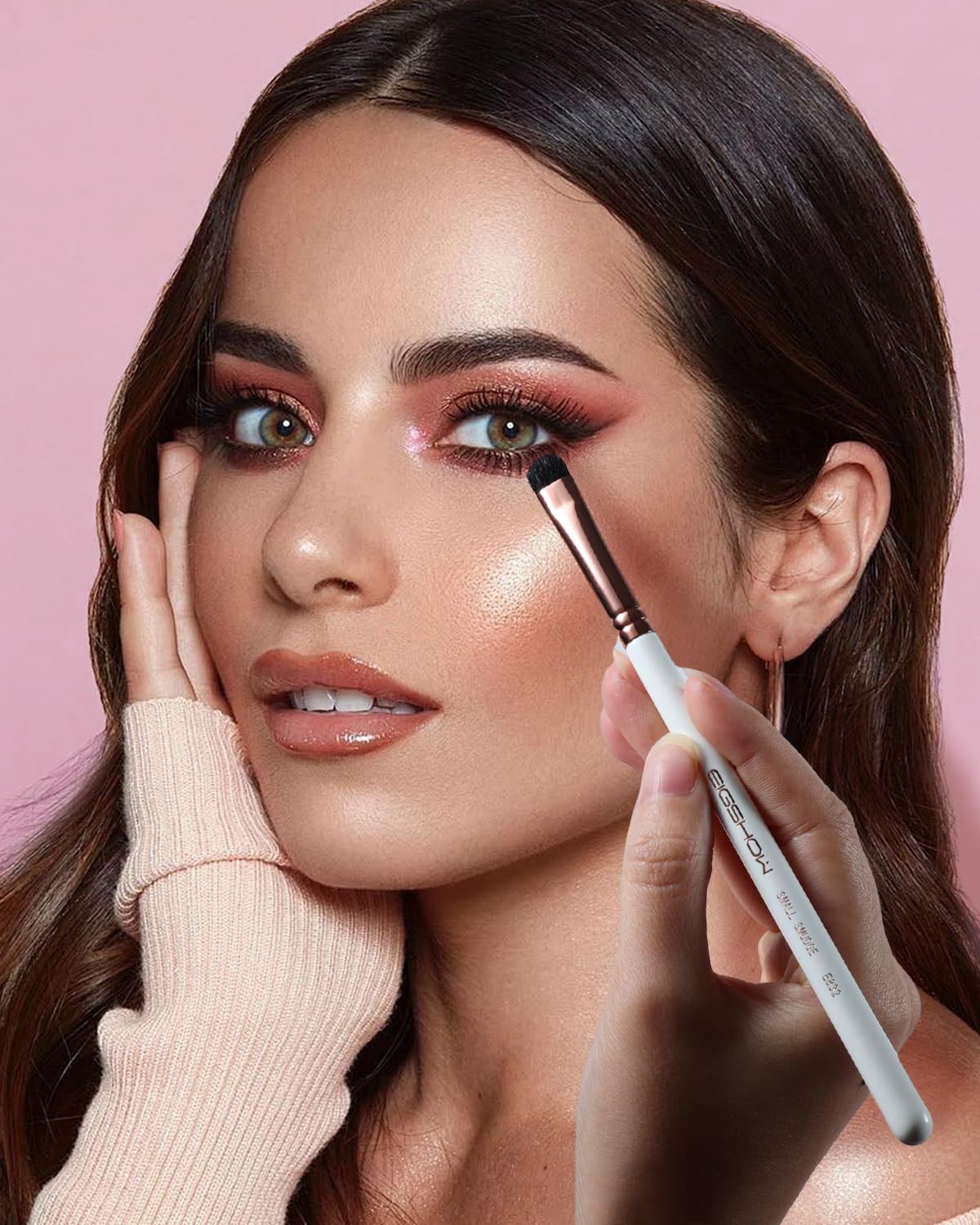 Small Smudge Brush, Professional Eyeshadow Brush for Smudging, Blending, Filling in, Premium Synthetic Bristles Tapered Eye Makeup Brush - Ivory - Image 7