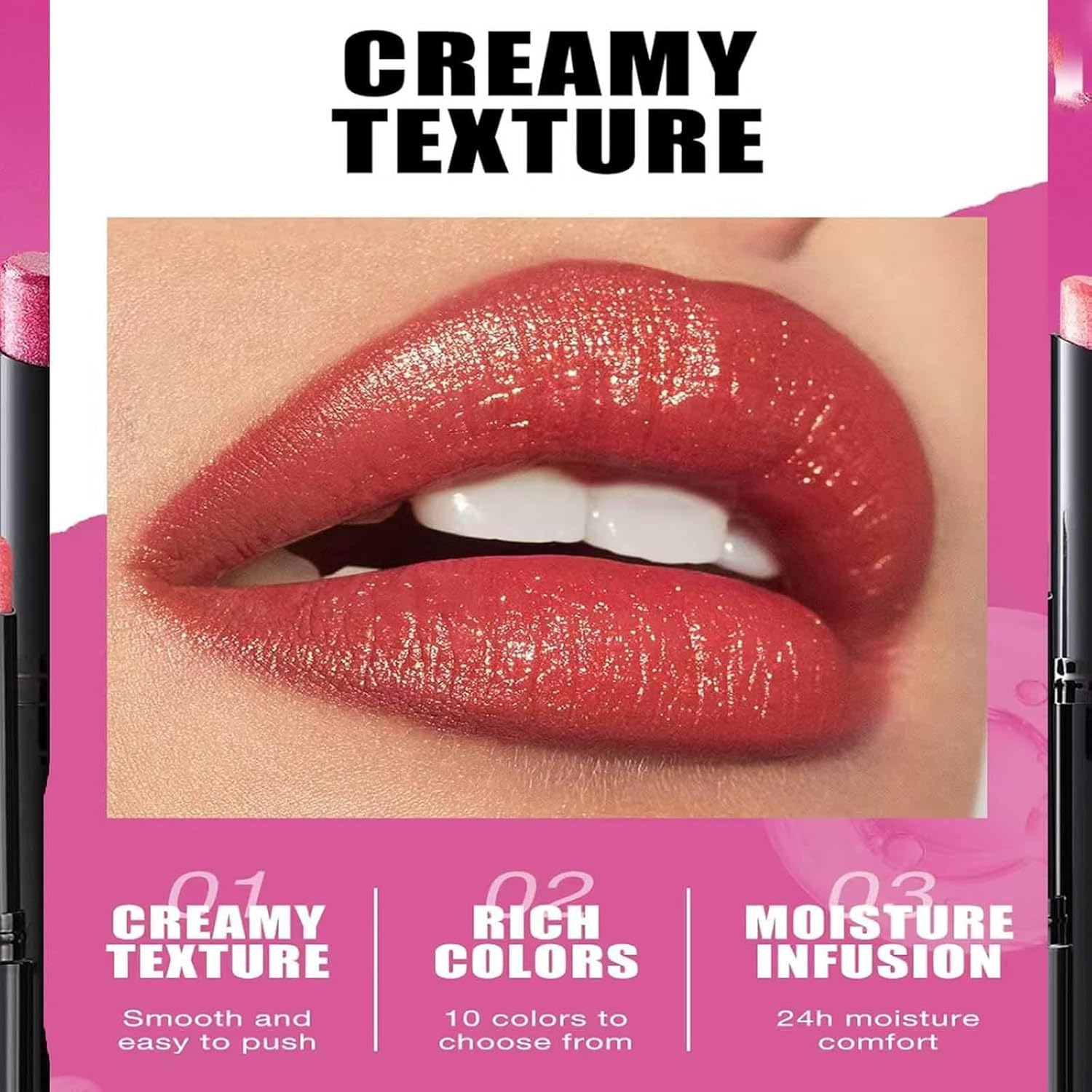 Youthful Red Lipstick For Women Matte Nude Glitter Highly Pigmented Moisturizing Lip stick Hypoallergenic Waterproof Long Lasting Lipsticks Quick Makeup Lightweight Portable # 04 - Image 6