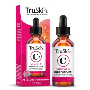 TruSkin Vitamin C Super Serum – Niacinamide, Retinol, Hyaluronic & Salicylic Acid – All-in-One Anti Aging Serum for Face – Improve Appearance of Dark Spots, Firmness for Brighter Looking Skin, 1 Fl Oz