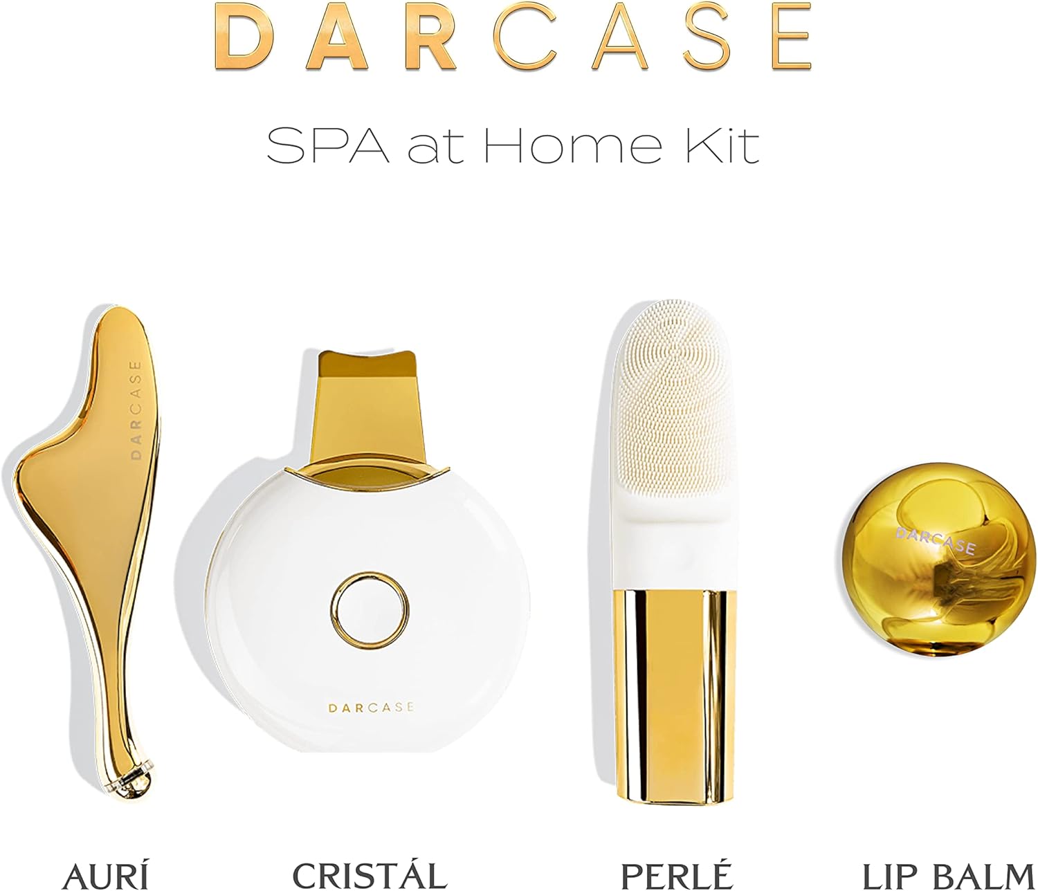 SPA at Home Kit Aurí 24K Gold Gua Sha Massager, Cristál Dual Facial Deep Cleaning Brush, Perlé Skin Exfoliating Face Spatula Complete Luxury Set - Image 5