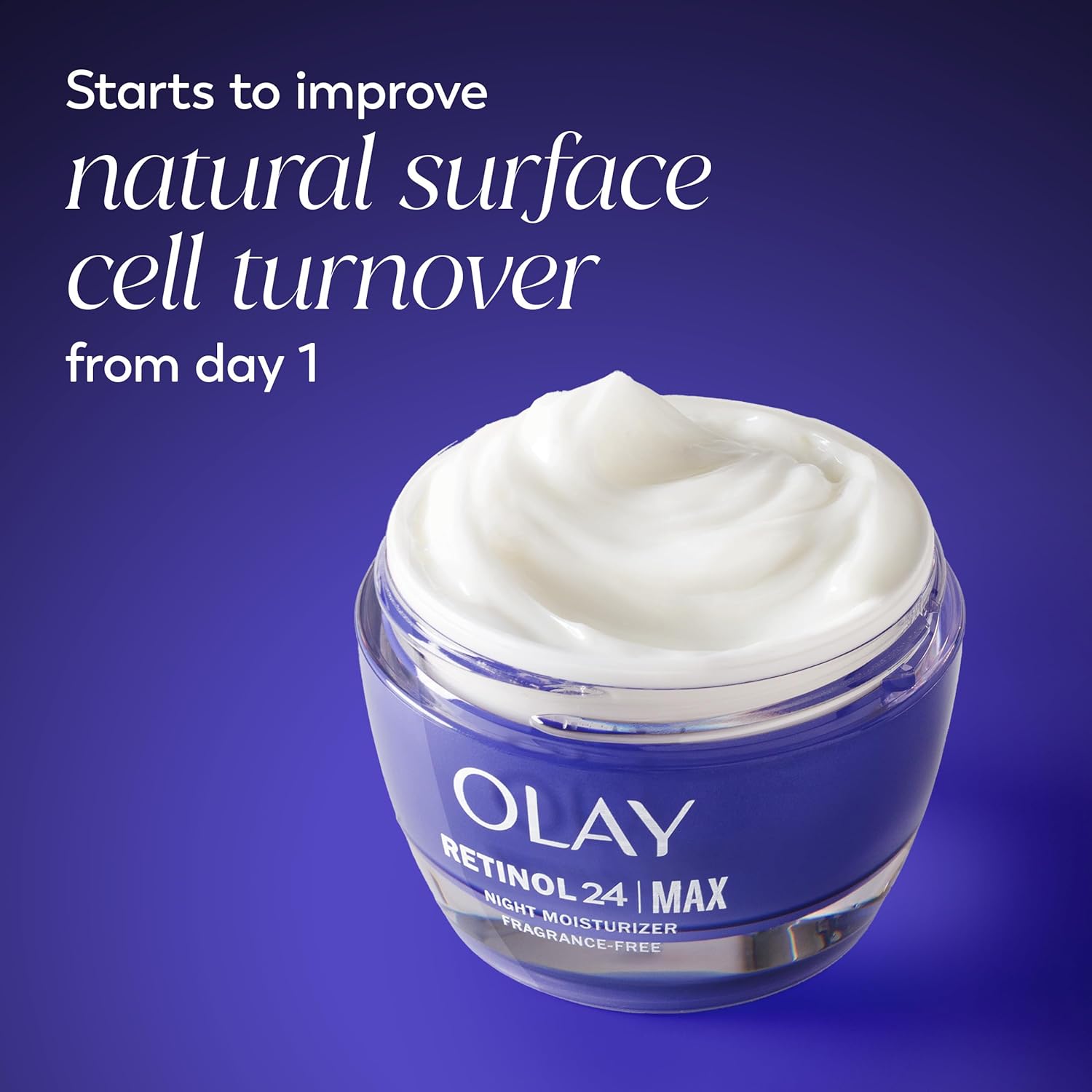 Olay Retinol Face Moisturizer, 24 MAX Anti-Aging Night Cream for Women, Fragrance-Free, Non Greasy - Anti-Wrinkle, Smooth Fine Lines, Tightening, Hydrating Skin Care - Peptides, Glycerin, 1.7 Oz - Image 7