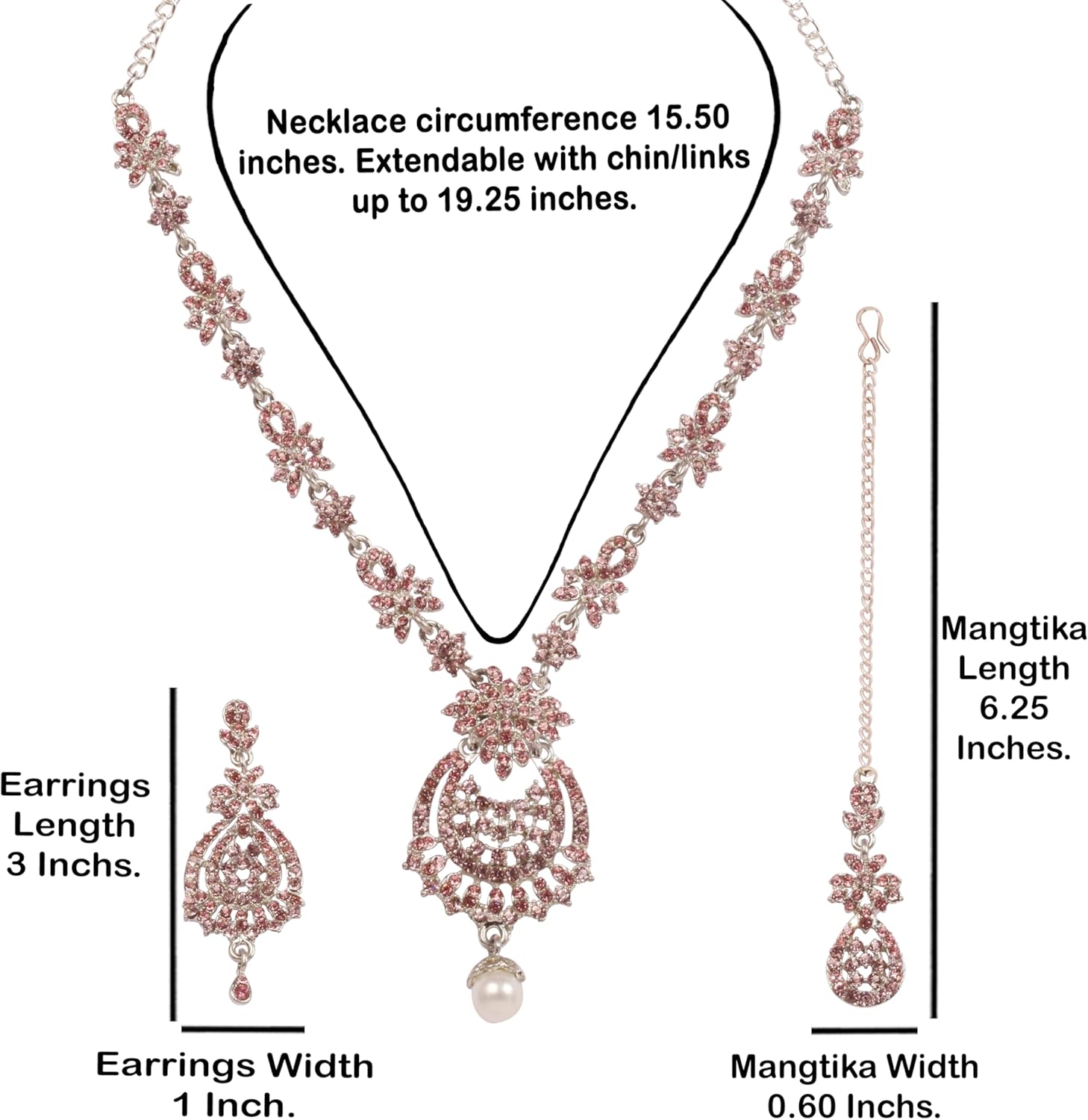 Touchstone Indian Bollywood Gorgeous intricate Workmanship Sparkling Rhinestone crystal wedding Designer Jewelry Necklace Set In Gold or Silver Tone For Women. - Image 5