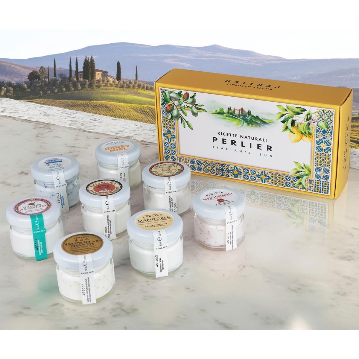 Perlier 8-piece Mini Body Cream Glass Jar Set