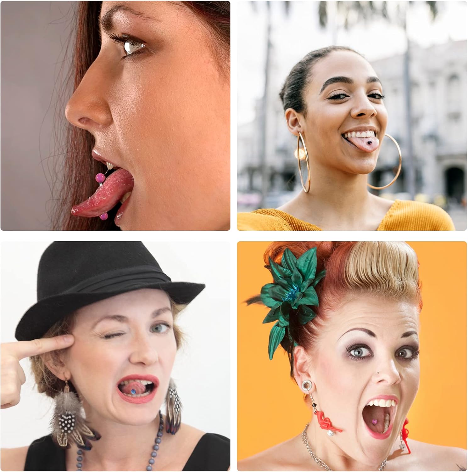 20 X Tongue Bars Surgical Steel & plastic Barbell Rings flexible nipple and lip small balls Body Piercing women Jewellery Acrylic Tongue Rings for men and girls - Image 6