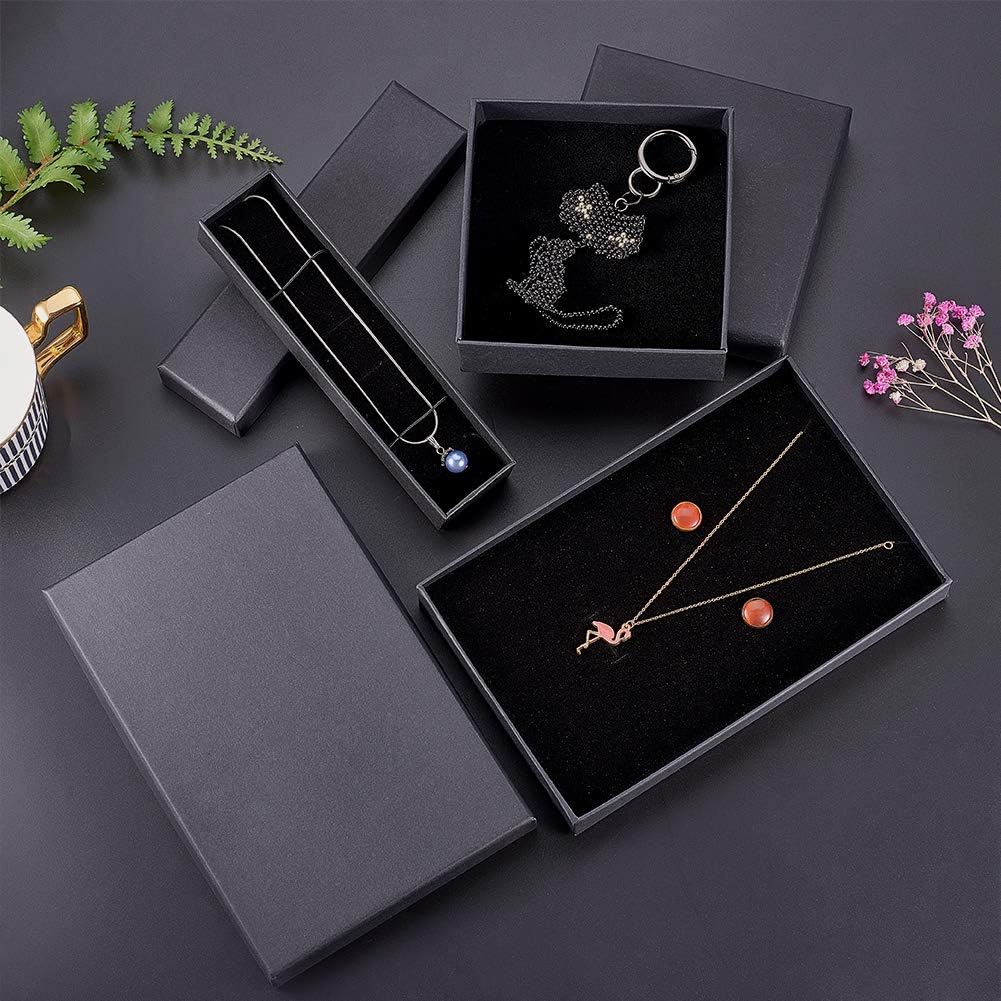BENECREAT 12 Pack Black Necklace Cardboard Jewellery Box 7x1.7x1.3 Kraft Paper Box Long Jewellery Gift Box with Sponge for Necklace Jewelry, Valentine's Gift Packaging - Image 6