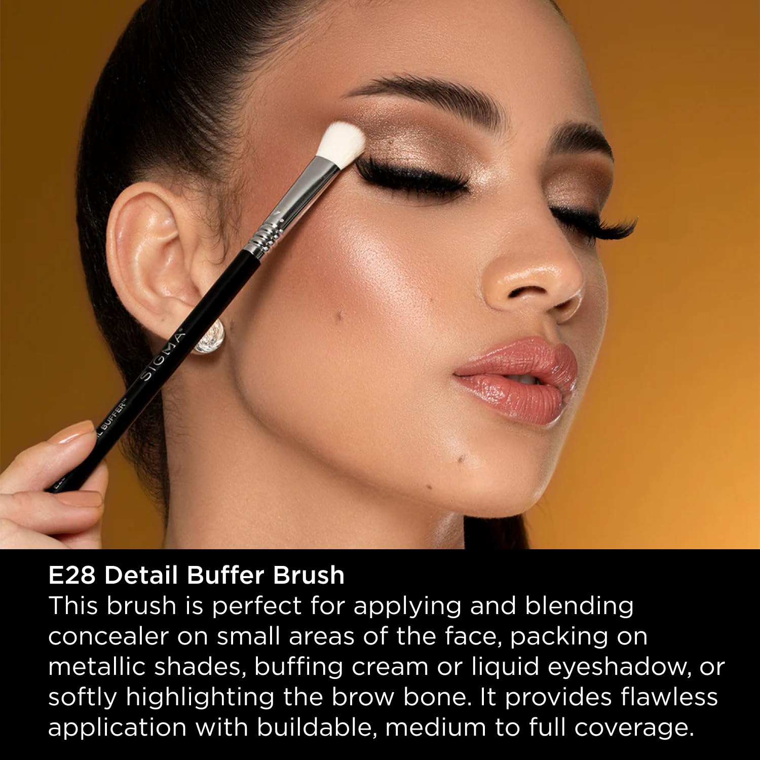 Sigma Beauty Professional E28 Detail Buffer Brush – Professional Eyeshadow Brush for Seamless Cream or Liquid Eyeshadow Blending, Packing on Metallic Shades & Highlighting the Brow Bone (1 Brush) - Image 3
