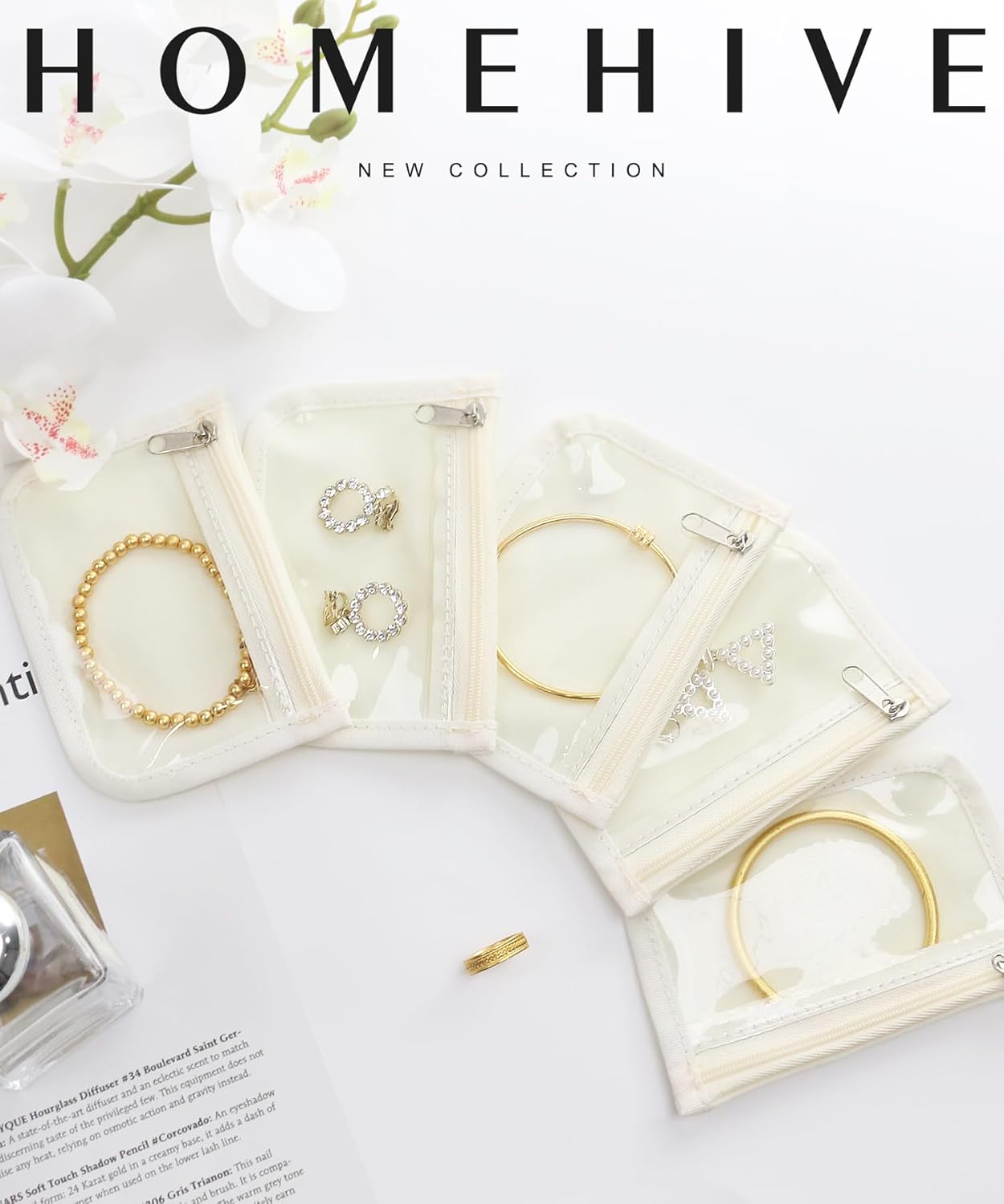 10Pcs Clear Velvet Zipper Travel Jewelry Organizer, Portable Anti Tarnish Jewelry Storage Pouch Bag Gift for Women Girl - Image 2