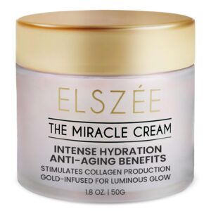ELSZÉE The Miracle Cream – Anti-Aging Face & Neck Cream with Gold Particles | Intense Hydration & Wrinkle Repair | Plumping & Smoothing Formula for Luminous Skin | Luxury Skincare | 1.7 oz