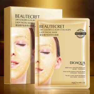 BIOAQUA Beautecret 24k Golden Luxury Collagen Lady Facial Mask Moisturizing Smooth Facial Skin Care 4x28g