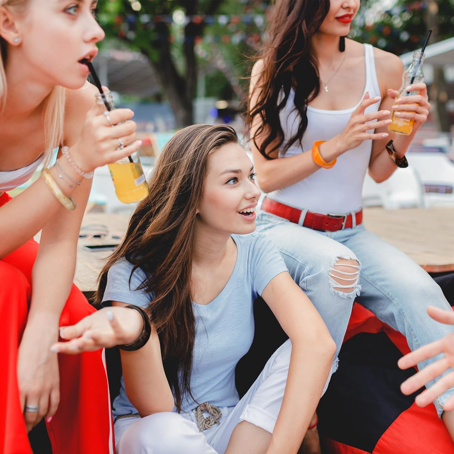 6 Pcs Acrylic Resin Chunky Bangle Bracelets for Women Punk Bangle Geometric Wide Bracelets Thick Acetate Jewelry - Image 7