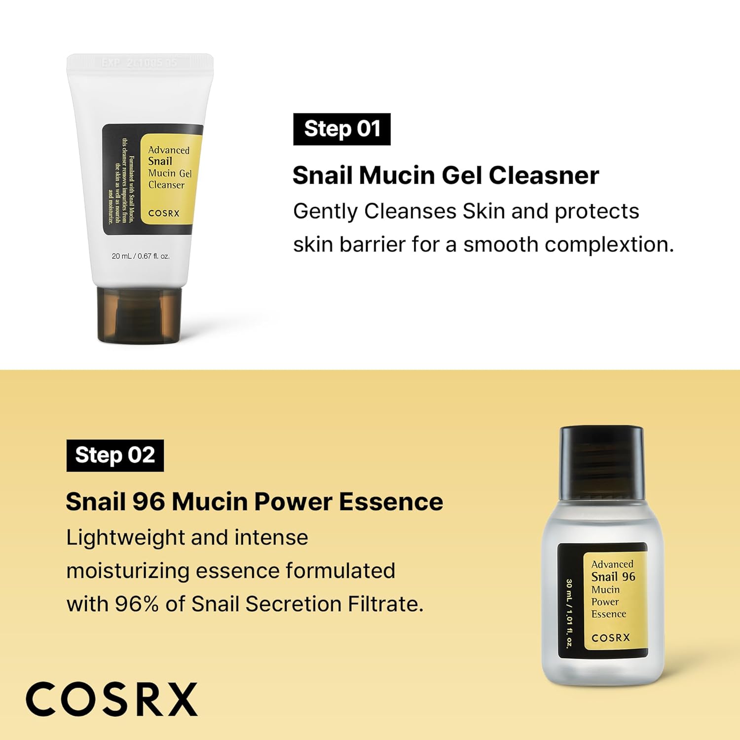 COSRX All About Snail Mucin Korean Skin Care Set, Mini Travel Essentials, Travel Size Gift Set with Snail Mucin Face Wash, Serum, Moisturizer & Eye Cream, Rejuvenating Kit - Image 4