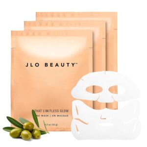JLO BEAUTY That Limitless Glow Face Mask, Skin Care Sheet Mask Infused with Glow Serum for Moisturizing, Deep Hydration, Helps Tighten & Lift, For All Skin Types, 2-Piece Facial Mask Sheets, 3 Pack
