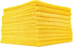 The Rag Company – Edgeless 365 Microfiber Towels (10-Pack) Premium 70/30 Blend, Professional Polishing, Wax Removal, Auto Detailing, 365gsm, 16in x 16in, Gold