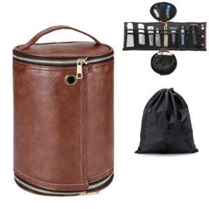 Luxspire Toiletry Bag for Men, Travel Toiletry Organizer Dopp Kit, PU Leather Water-resistant Shaving Bag for Toiletries Accessories, Gift for Mens, Brown