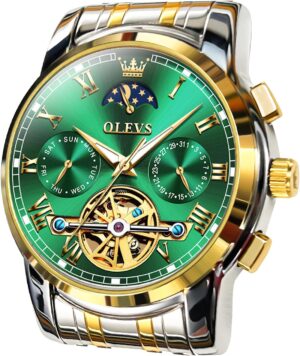 OLEVS Automatic Mechanical Watches for Men Self Winding Waterproof Stainless Steel Men’s Wrist Watches Luxury Expensive Watch,Adjustable Bracelet (Gift Tool)