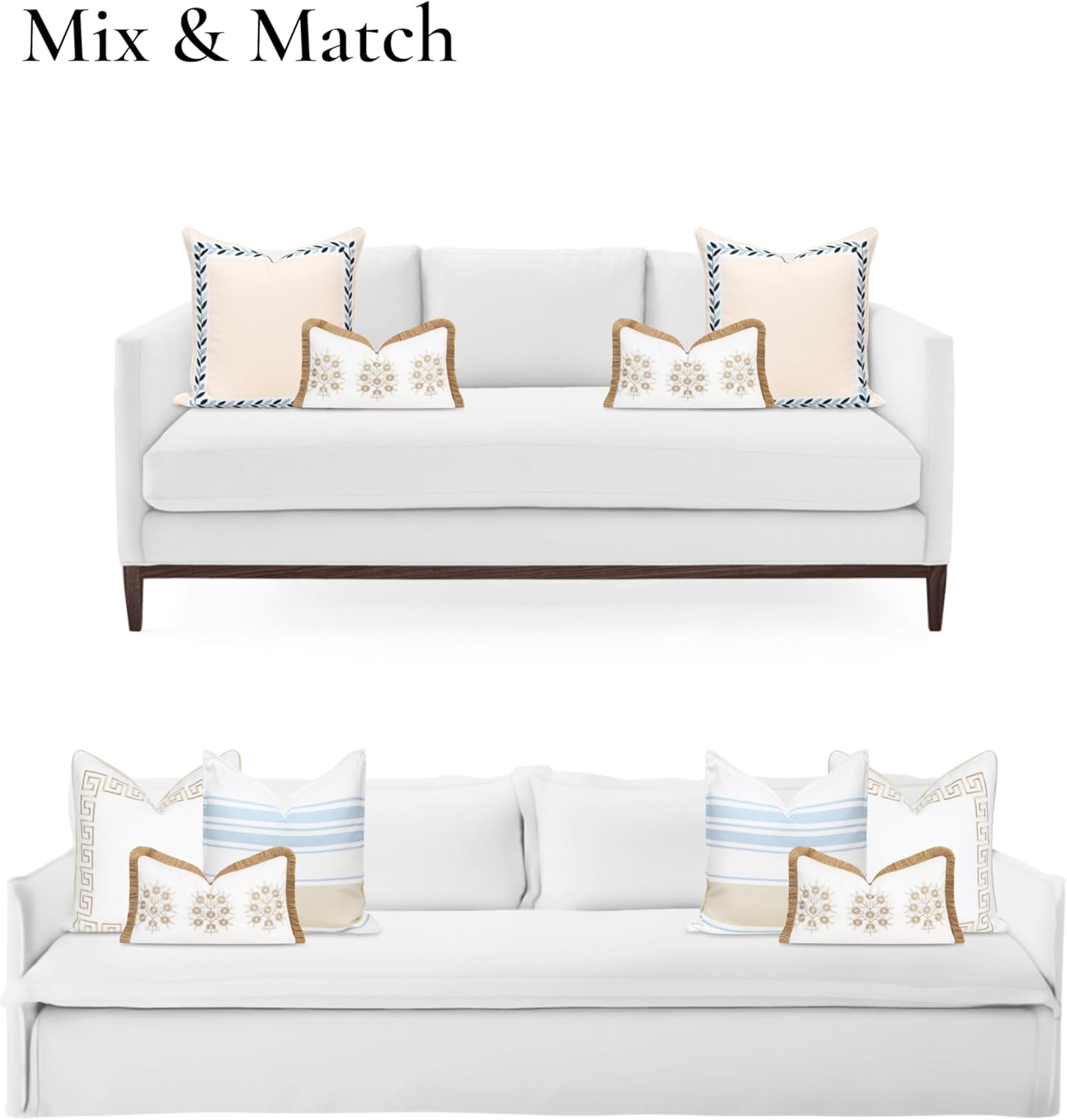 Hofdeco Premium Coastal Patio Indoor Outdoor Lumbar Pillow Cover Only, 12"x20" Water Repellent for Backyard, Couch, Neutral Tan Embroidered Floral with Fringe - Image 4