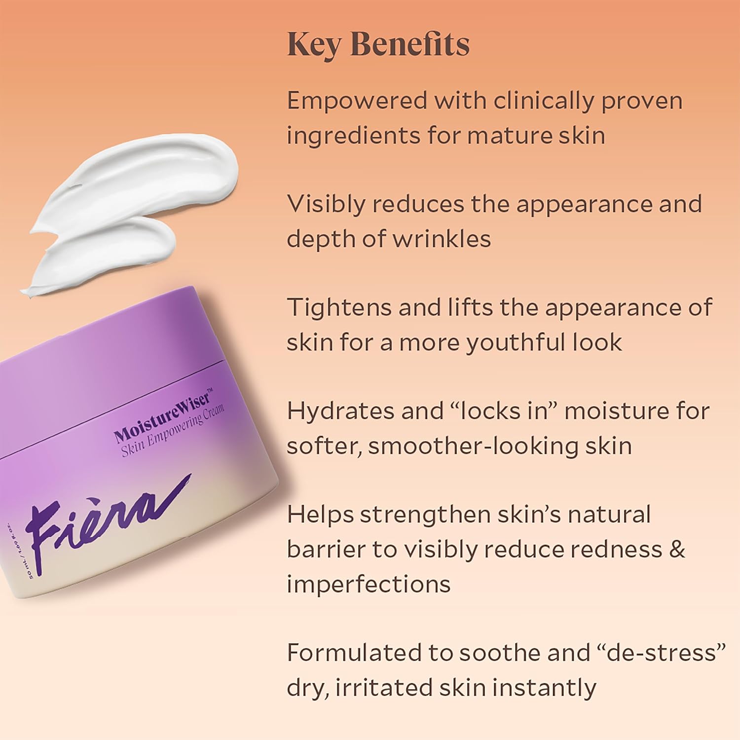 FIÈRA MoistureWiser – Advanced Anti-Aging Moisturizer for Mature Skin, Tightens, Hydrates & Reduces Fine Lines & Wrinkles for a Youthful Look – 1.69 FL. OZ. / 50 ML - Image 2