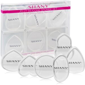 SHANY Stay Jelly Silicone Sponge Set – Clear & Non-Absorbent Makeup Blending Sponges for Flawless Application with Foundation – Assorted Sizes and Shapes – Pack of 6