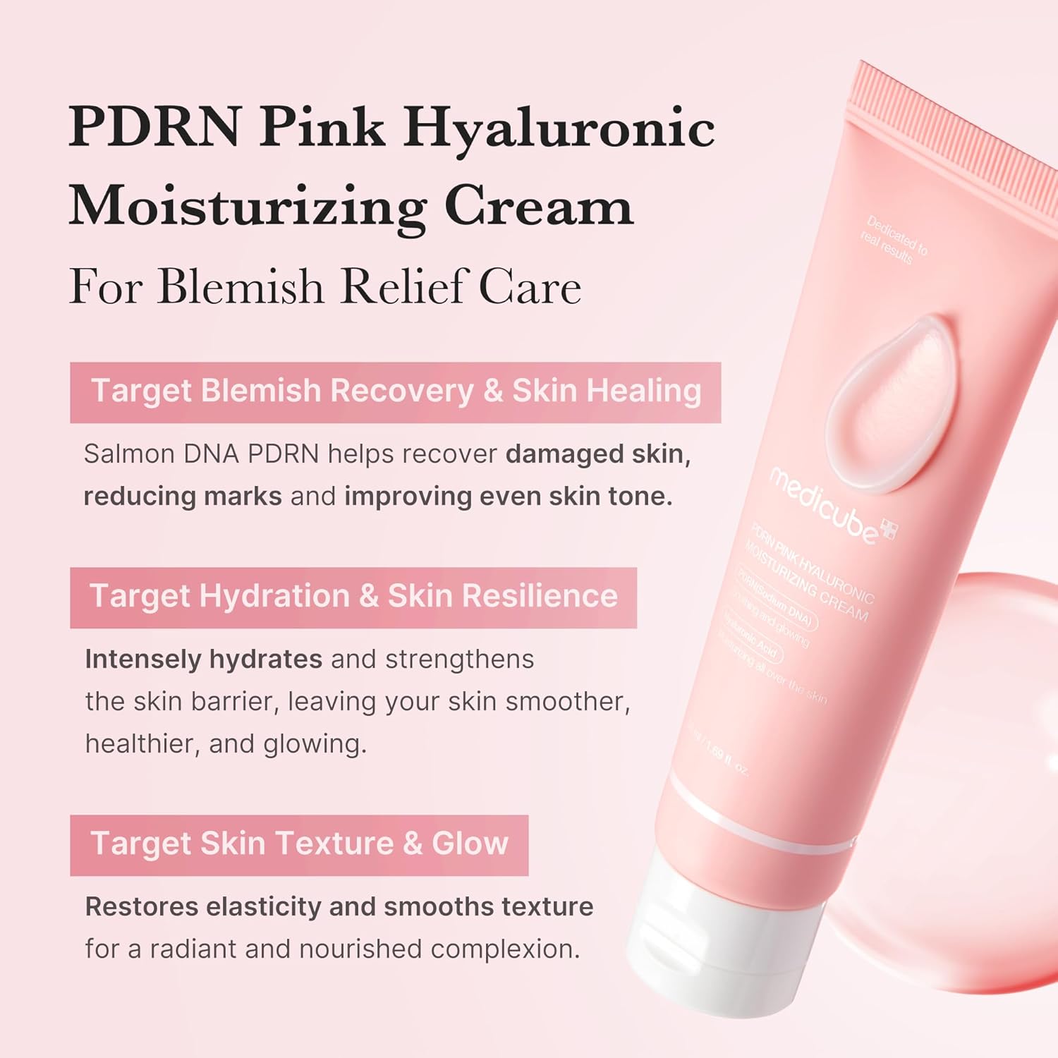 medicube Salmon DNA PDRN Pink Hyaluronic Moisturizing Cream | Blemish Relief & Hydrating Care | Restores Skin Elasticity & Glow | Korean Skincare, Even Skin Tone & Pore Care | 50ml / 1.69 fl.oz. - Image 2