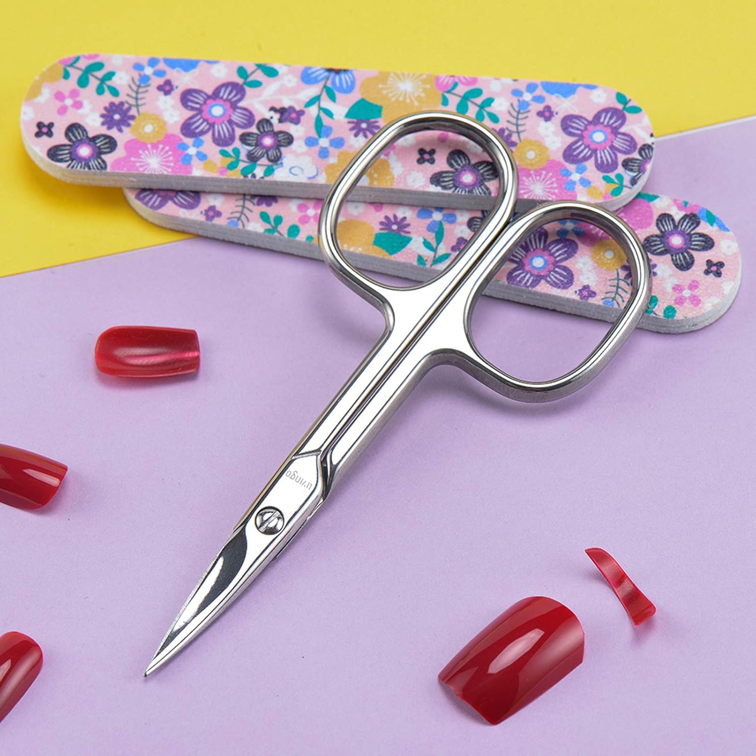 LIVINGO Premium Manicure Scissors Multi-purpose Stainless Steel Cuticle Pedicure Beauty Grooming Kit for Nail, Eyebrow, Eyelash, Dry Skin Curved Blade 3.5 inch - Image 7
