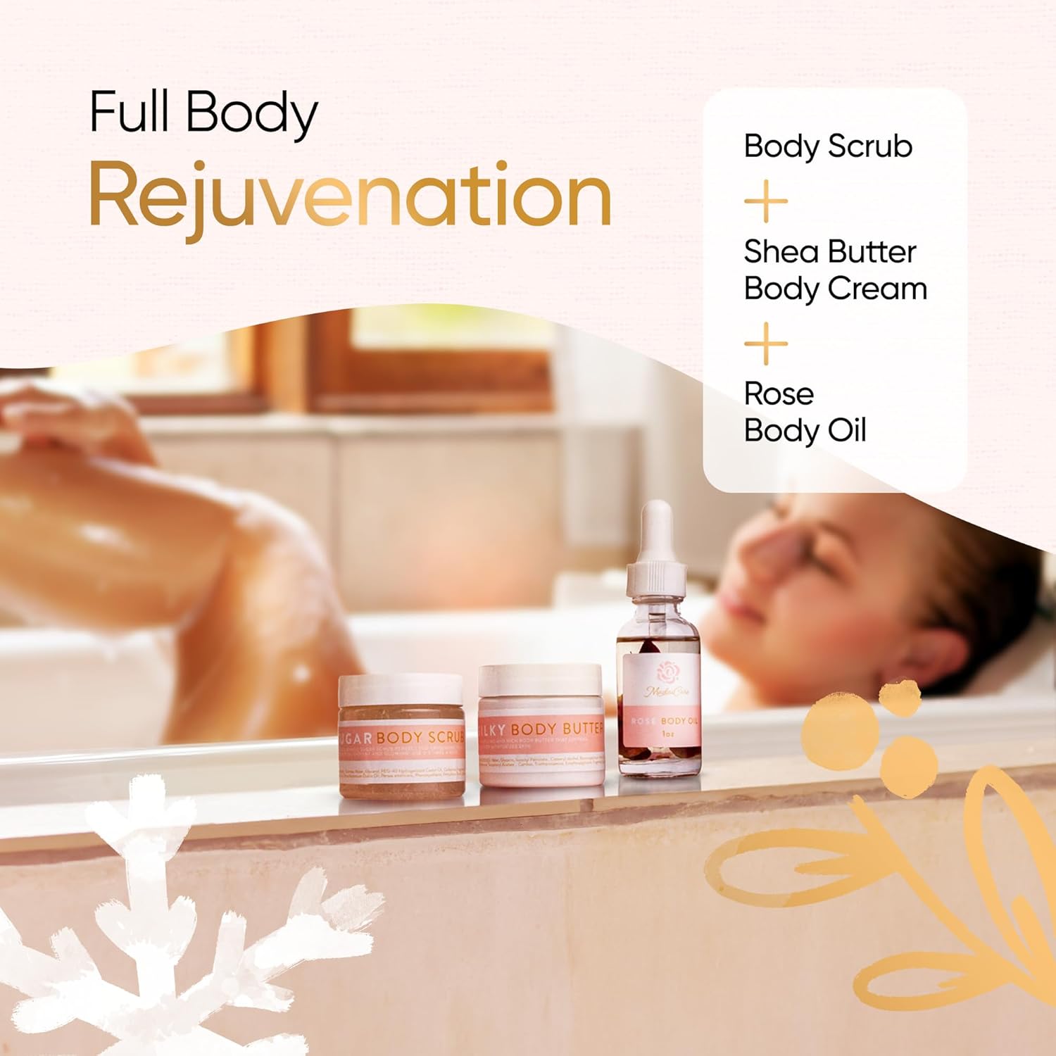 Luxury Spa Gift Basket for Women - Relaxing Christmas Gift, Self Care Kit with Body Scrub & Cream, Facial Mist, Scented Candle & More - Perfect Birthday Gift For Women, Wife, Mom - Box Set of 9 Pcs - Image 5