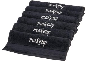 LA HAMMAM 6 Pack 13″ × 13″ Super Soft Turkish Cotton Make Up Removal Towels & Washcloths | Highly Absorbent Towel | Luxury Makeup Remover Reusable Face Cloths | Facial & Skin Care Wash Cloth – Black