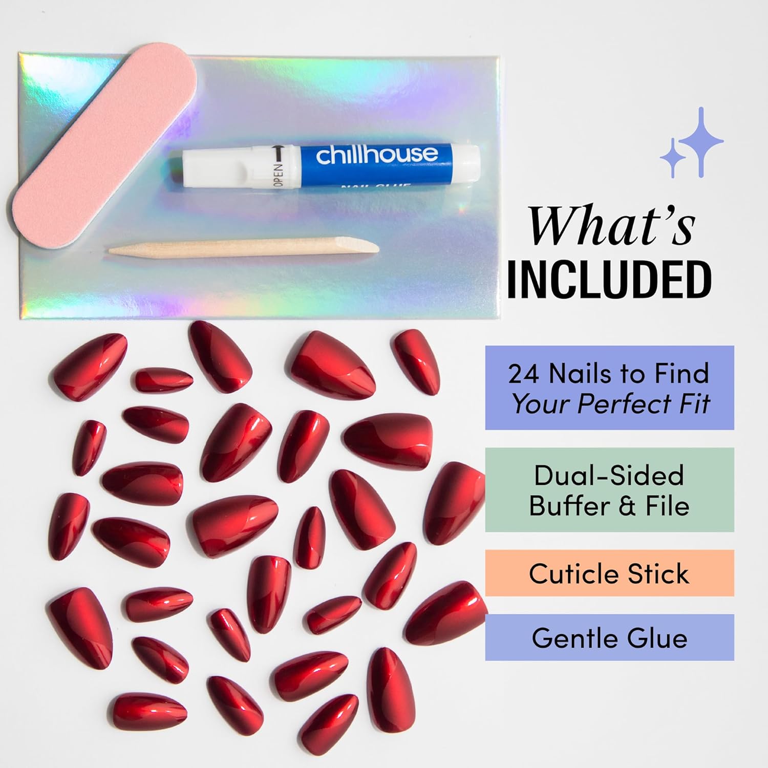 Chillhouse - Chill Tips, Press on Nails Kit - She's on Holiday (Almond) - 30 Nail Shapes & Sizes - Up to 3 Weeks of Wear - Customizable Fit - Reusable - Latina Founded, Women Owned - Beauty, Self Care - Image 3