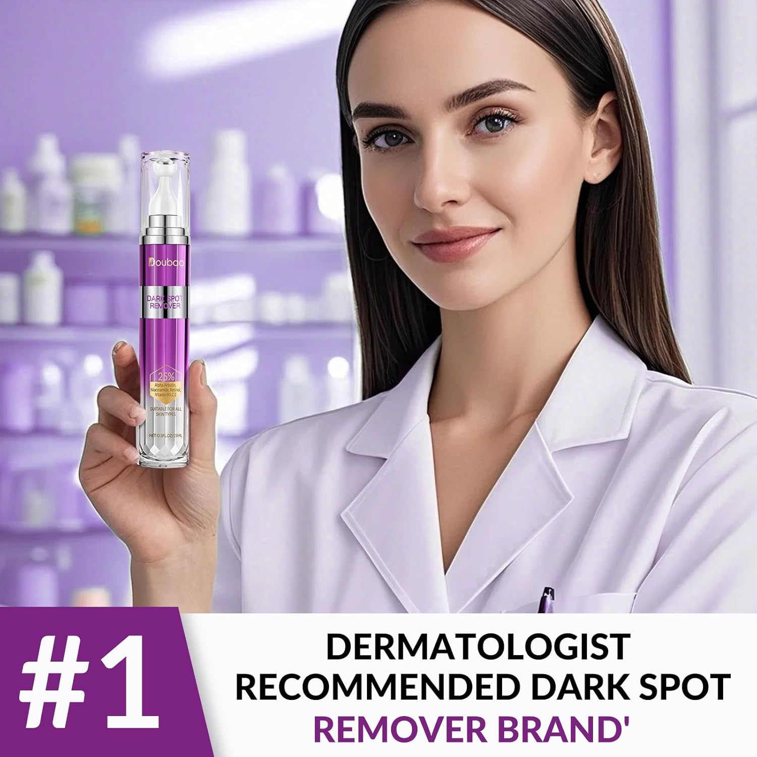 Dark Spot Remover for Face and Body, Age Spot Sun Spot Freckles Remedy Corrector Serum,Melasma Treatment for Face, Advanced Fade Cream for Uneven Skin Tone with 360° Roller Massage Ball, 0.5 FL oz - Image 6