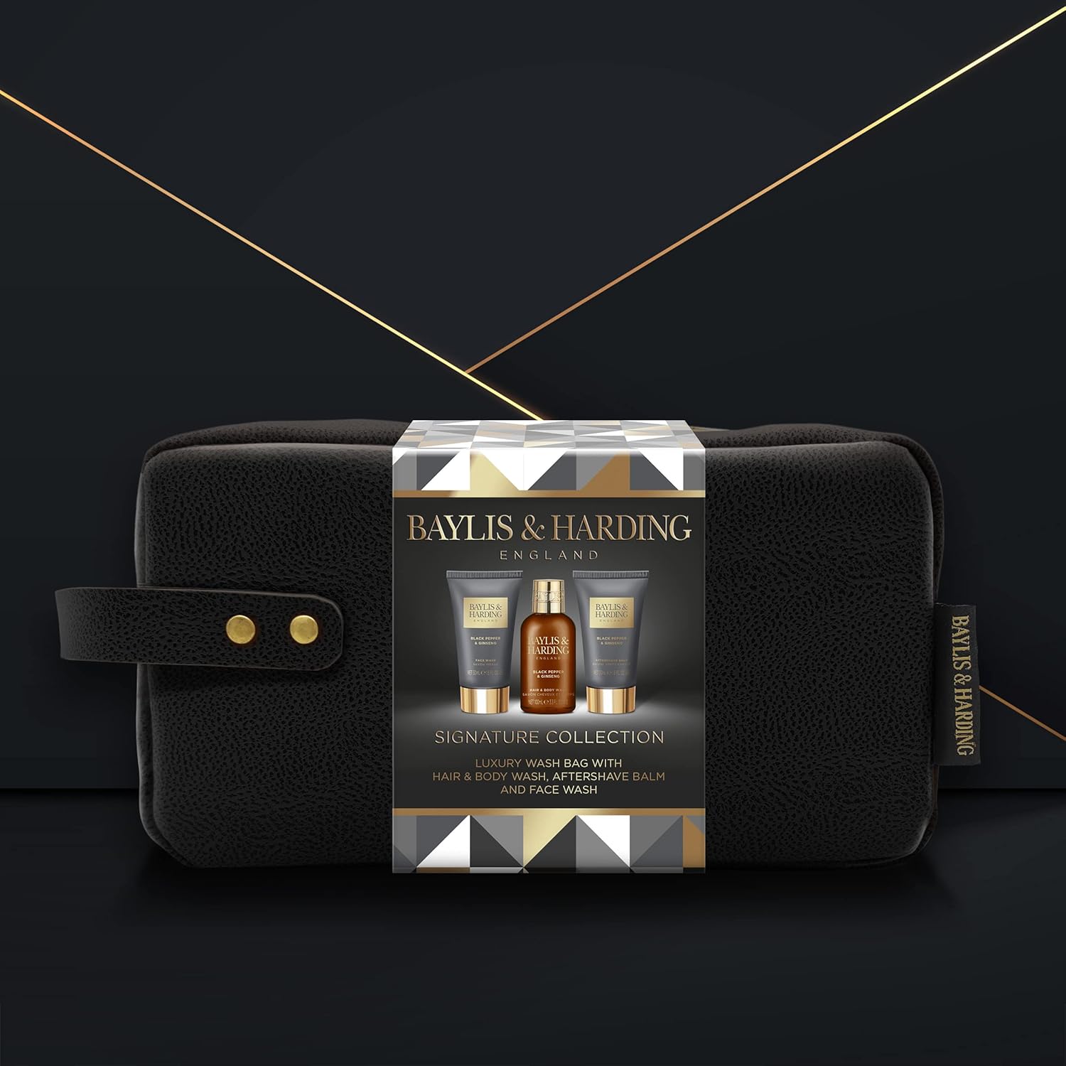 Baylis & Harding Gift Set for Men - Luxury Wash Bag - Black Pepper & Ginseng Men's Present -3-Pack - Image 2