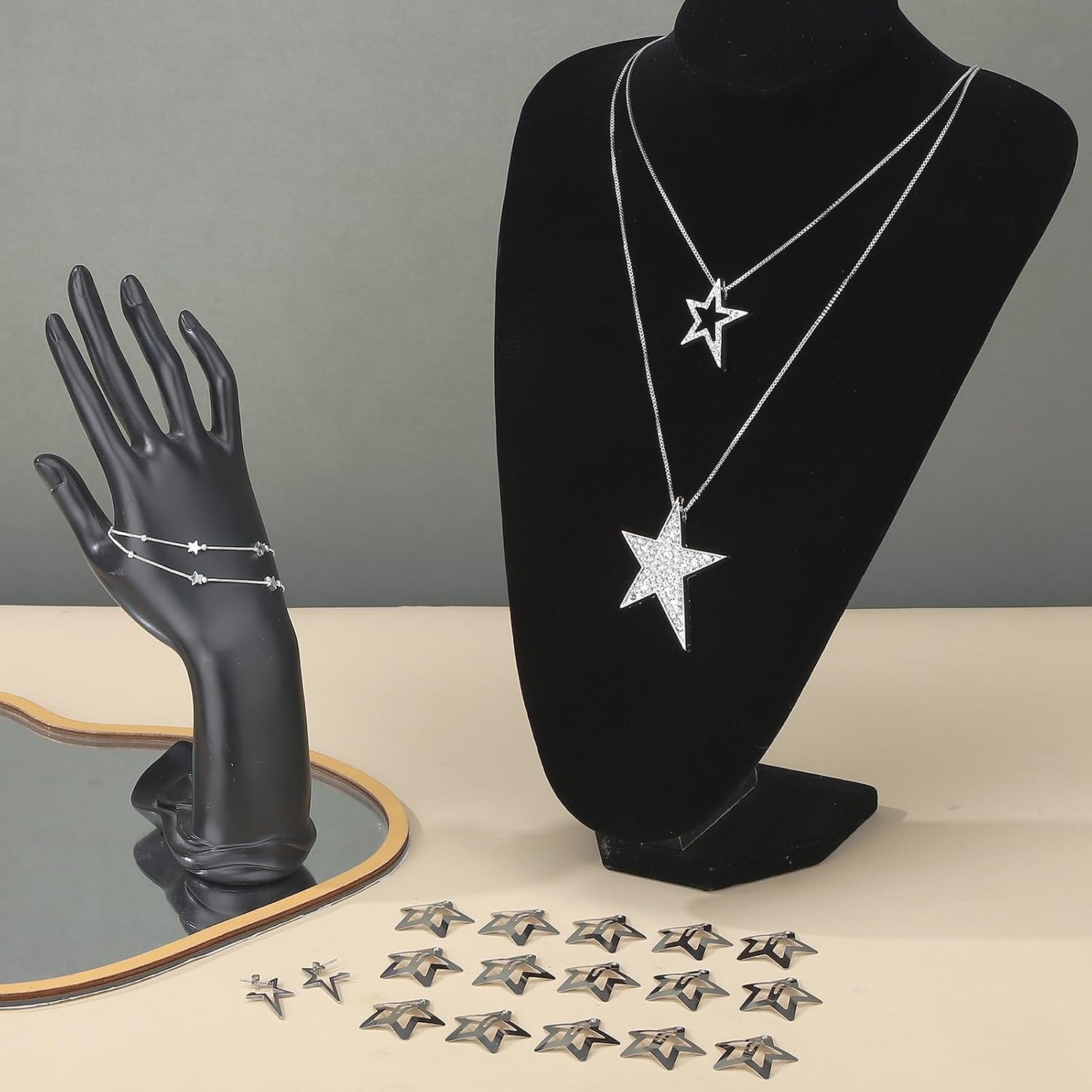 Y2k Accessories Set Included Star Y2k Grunge Necklace Sunglasses Hip Hop Pants Chain Star Hair Clip Spike Star Earrings Dangle Stars Bracelet, Christmas Jewelry Gift for Women - Image 7