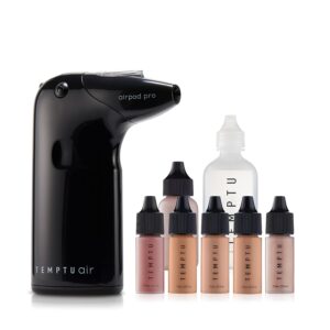 TEMPTU Air Intro Airbrush Makeup Kit: 9-Piece Set Includes Cordless Device, Refillable Makeup Cartridge, 3 Perfect Canvas Semi-Matte Foundations, Primer, Blush, Highlighter & Cleaner