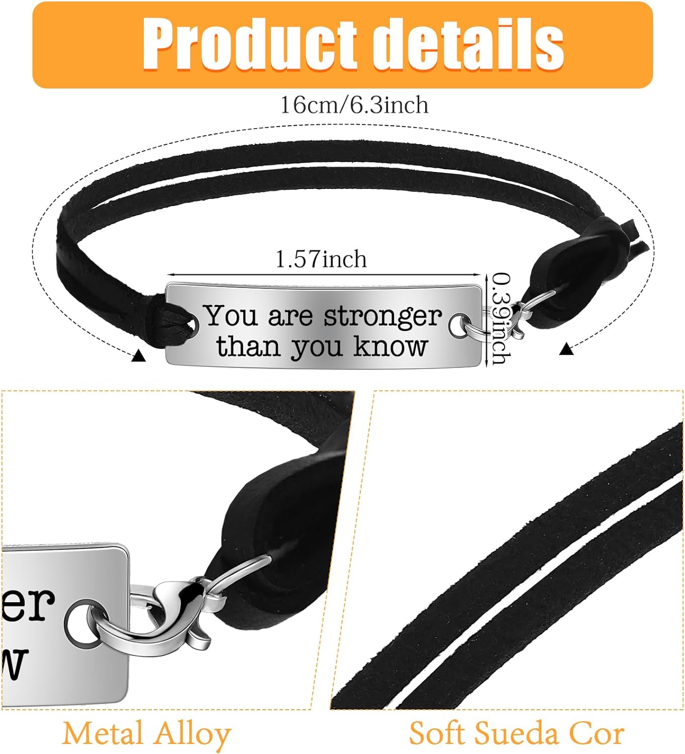 Nosiny Inspirational Gifts for Women Men with Gift Cards Envelopes Engraved Inspirational Bracelets Encouragement Jewelry Bracelets for Teen Friendsgiving(24 Pack) - Image 2