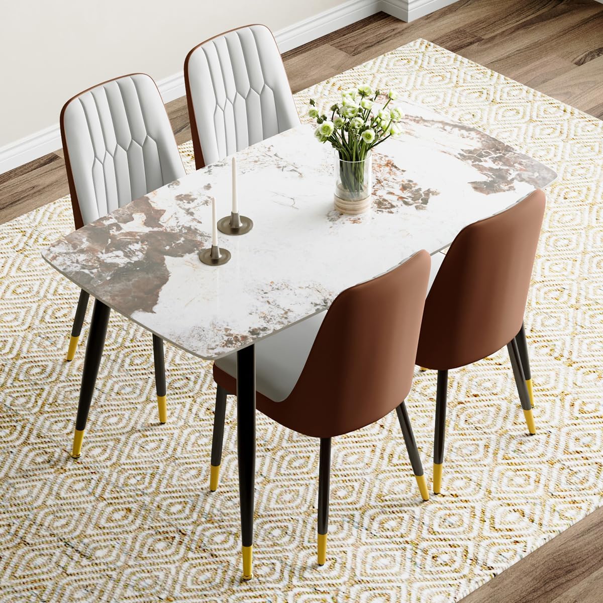Small Dining Table Set for 4, 50'' Sintered Stone Table, Easy to Assemble, Suitable for Small Spaces - Image 9