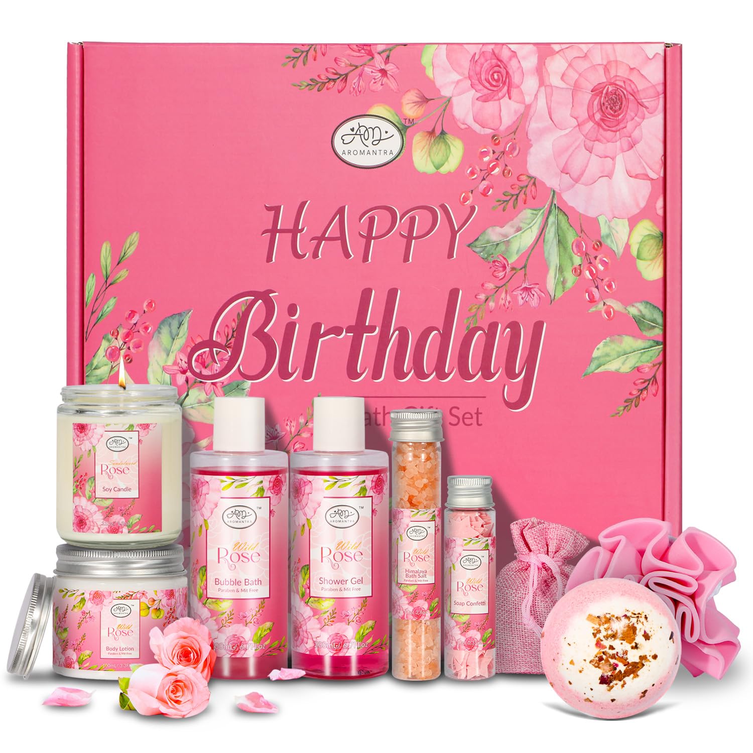 Luxury Spa Gift Set for Women, Whole Body, Bath Set, Bath Gift Set, Rose Scented, 10 Pcs, Self Care, Best Friend, Mom, Sister, Valentine's Day Gift