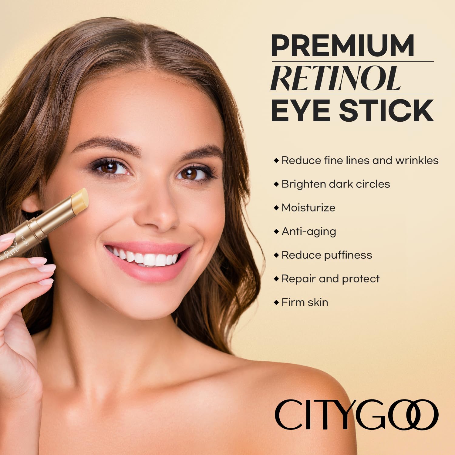 CITYGOO Retinol Eye Stick With Collagen, Hyaluronic Acid For Dark Circle, Under Eye Cream Anti Aging, For Puffiness and Bags Reduces Fine Lines (Retinol Eye Stick, 1pcs) - Image 2