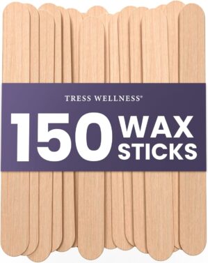 Tress Wellness – Waxing Sticks for Hair Removal – Premium Splinter-Free Wooden Sticks for Waxing, Wax Stick for Body and Face Waxing,150 Wax Sticks