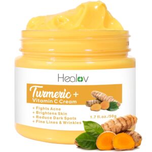 Turmeric Face Cream for Face & Body – All Natural Turmeric Skin Brightening Lotion – Turmeric Cleanses Skin, Fights Acne, Evens Tone, Fades Scars, Sun Damage, & Age Spots – Pure Turmeric Cream Healing