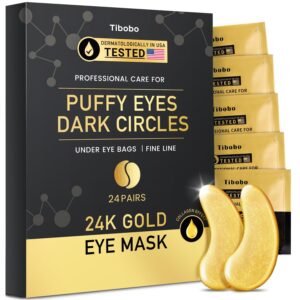 Under Eye Patches (24 Pairs) – 24K Gold Eye Masks Enriched with Abundant Collagen | Diminish Dark Circles and Puffiness | Anti-Aging, Smooth Fine Line, Nourish Skin – Gifts for Women Skin Care