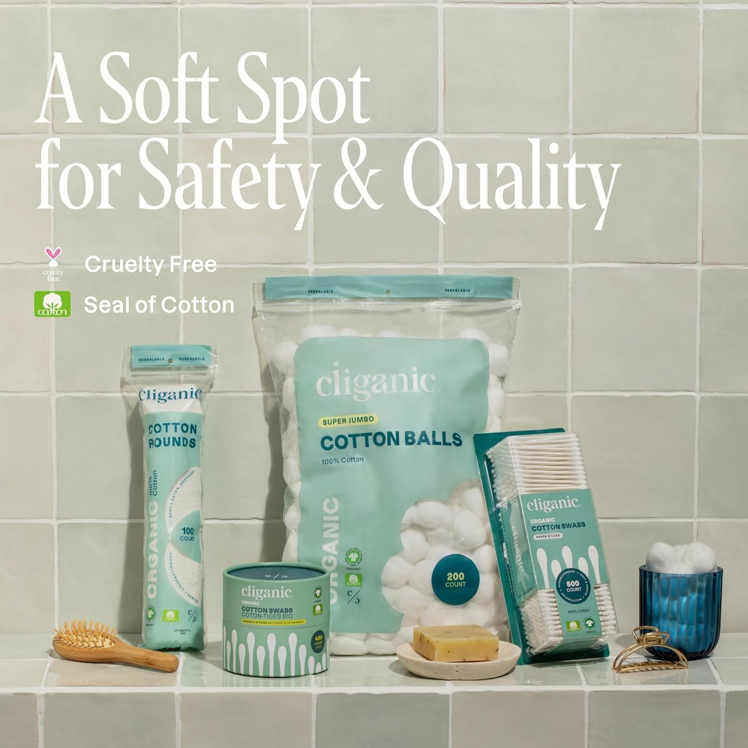 Cliganic Premium Cotton Rounds for Face (500 Count) | Makeup Remover Pads, Hypoallergenic, Lint-Free | 100% Pure Cotton (Packaging May Vary) - Image 6