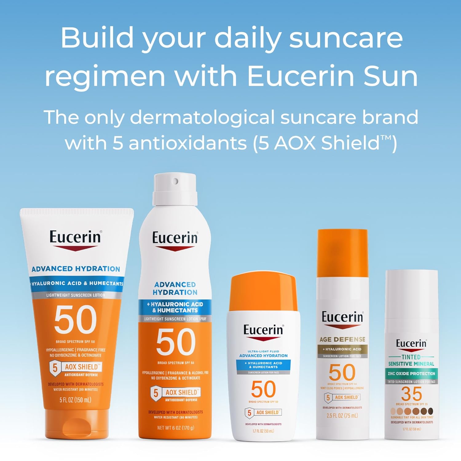 Eucerin Sun Age Defense SPF 50 Face Sunscreen Lotion with Hyaluronic Acid, Hypoallergenic, Non-Comedogenic Sunscreen SPF 50 Free of Fragrance, Oxybenzone and Octinoxate, 2.5 Fl Oz Bottle - Image 8