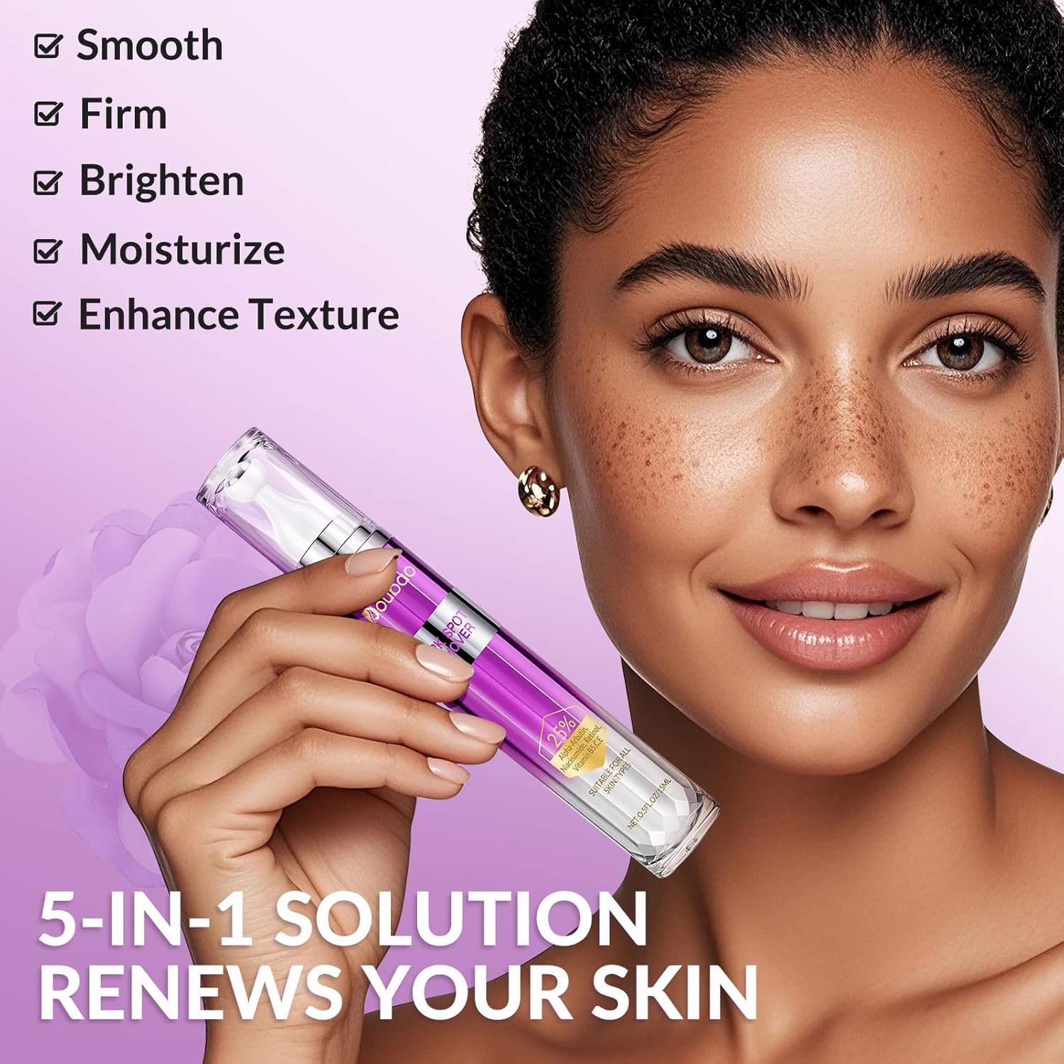 Dark Spot Remover for Face and Body, Age Spot Sun Spot Freckles Remedy Corrector Serum,Melasma Treatment for Face, Advanced Fade Cream for Uneven Skin Tone with 360° Roller Massage Ball, 0.5 FL oz - Image 2