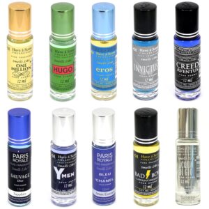 Impression Cologne/Perfume Scents 10 Pack Roll-On 12ml Eau de Parfum – Luxury Fragrance, Travel Size/Carry on, Long Lasting On-The-Go Scent (Mens Set)