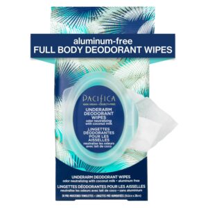 Pacifica Deodorant Wipes – Coconut Milk Underarm & Full Body Deodorant Wipes – Removes Sweat & Oil – Aluminum-Free – Natural Feminine Odor Control Clean Vegan & Cruelty-Free Dermatologist Tested