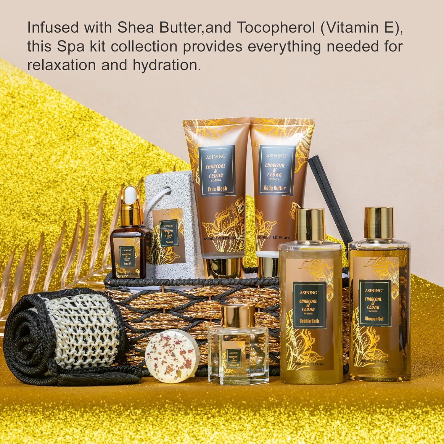 Spa Set for Women & Mens Gift, Relaxing Gifts for Men, Father's Day Gifts for Men Dad with 14PCS Charcoal & Cedar Scents Spa, Includes Bubble Bath, Shower Gel, Body Butter, Spa Kit for Mans Gift Set - Image 7