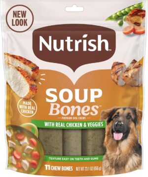 Nutrish Soup Bones Premium Dog Chews with Real Chicken and Veggies, 11 Chews, Packaging May Vary (Rachael Ray)