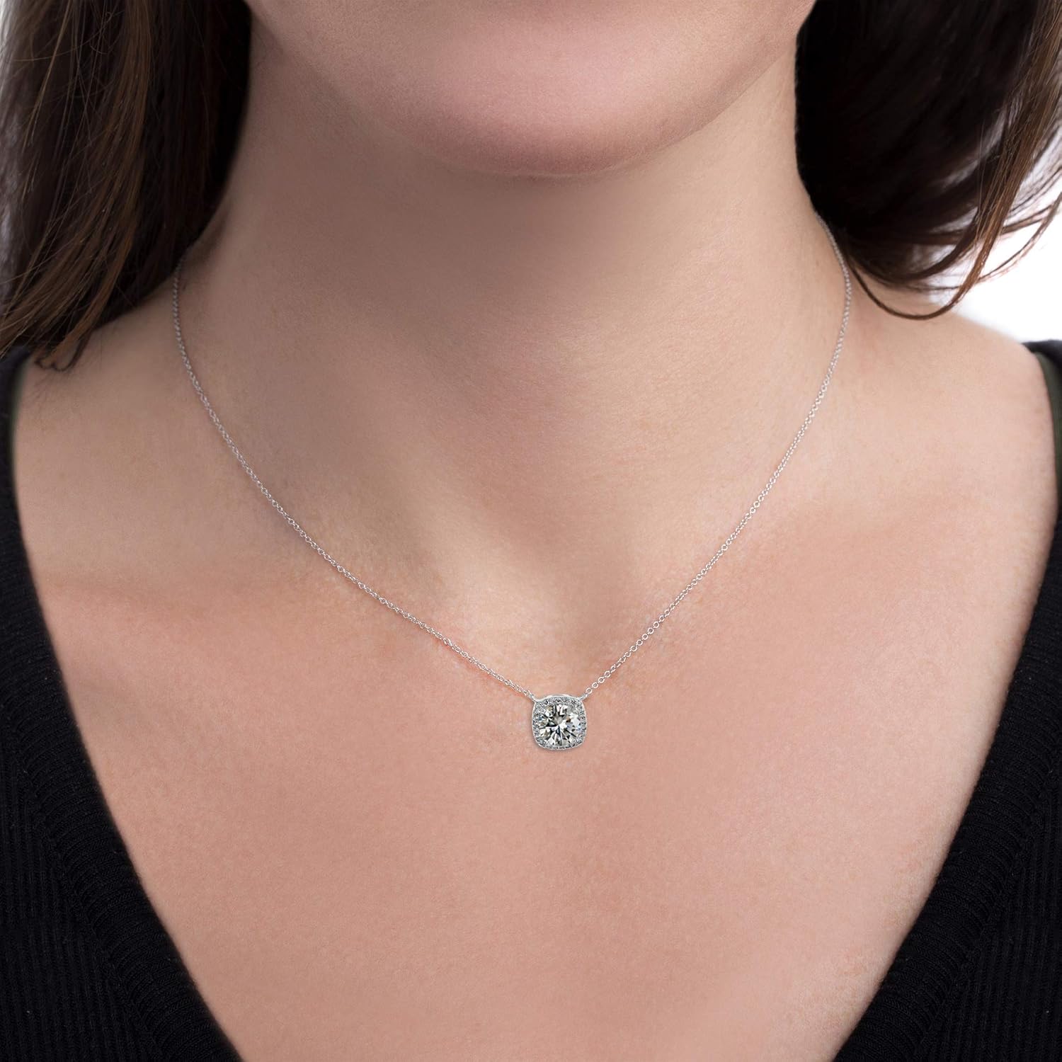 Devin Rose Stud Halo Cushion Shaped Earrings for Women and 18 Inch Necklace for Women Jewelry Set made with Faceted Crystals - Image 5