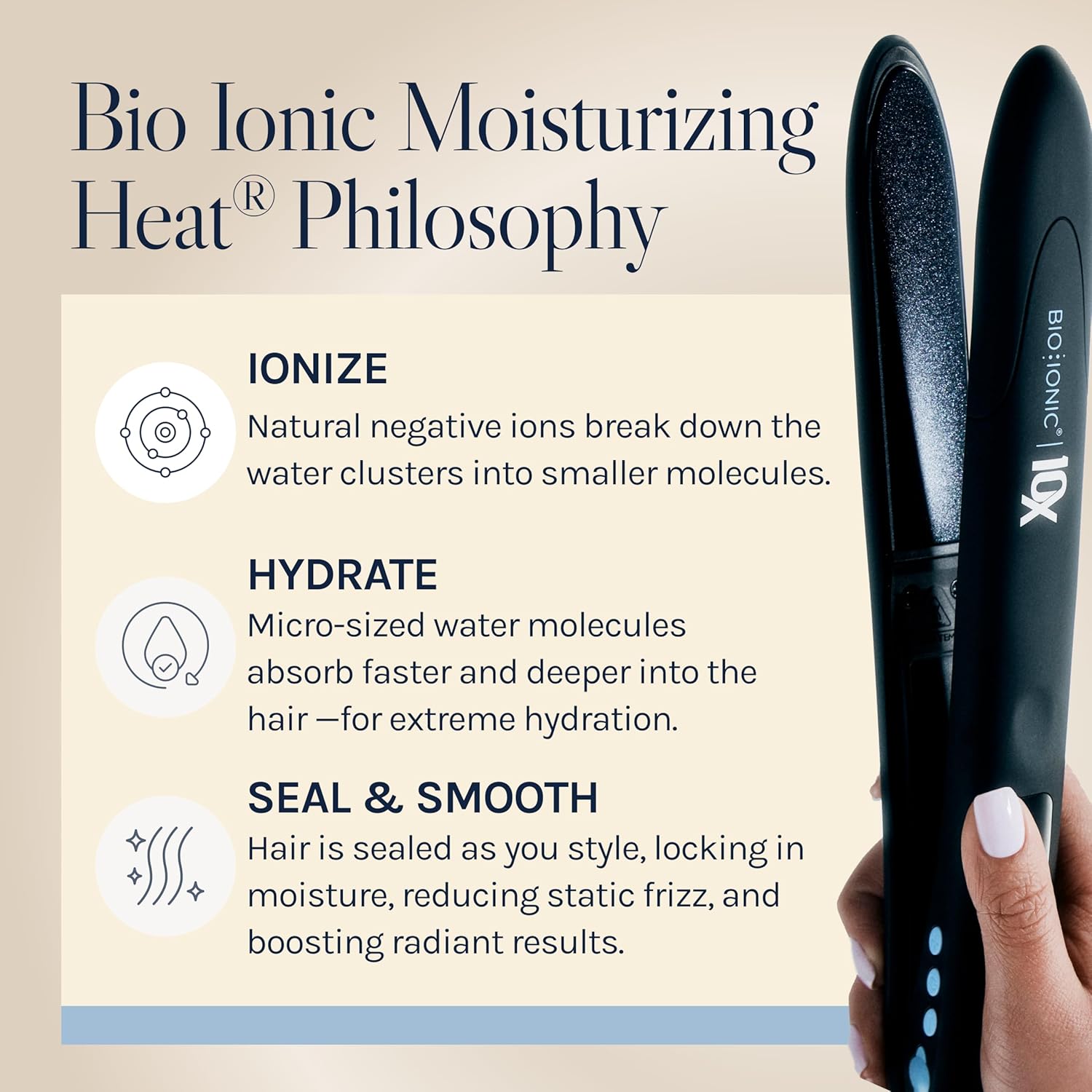 Bio Ionic 10X Styling Iron, Hair Straightener with 1" Sonic Vibrating Plates, Flat Iron with Ion Generating Mineral Complex, Versatile Syler for Wavy & Straight Hairstyles, 2025 Newer Version - Image 2