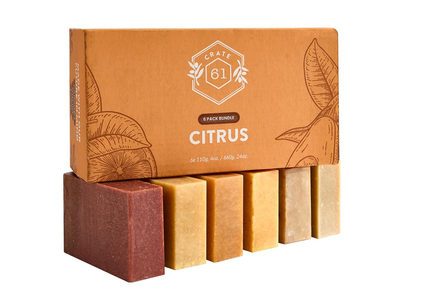 Handmade in Canada, Plant Based Cold Process Natural Bar Soap, With Premium Essential Oils, Dry Skin, Pack of 6 (Citrus) - Image 2